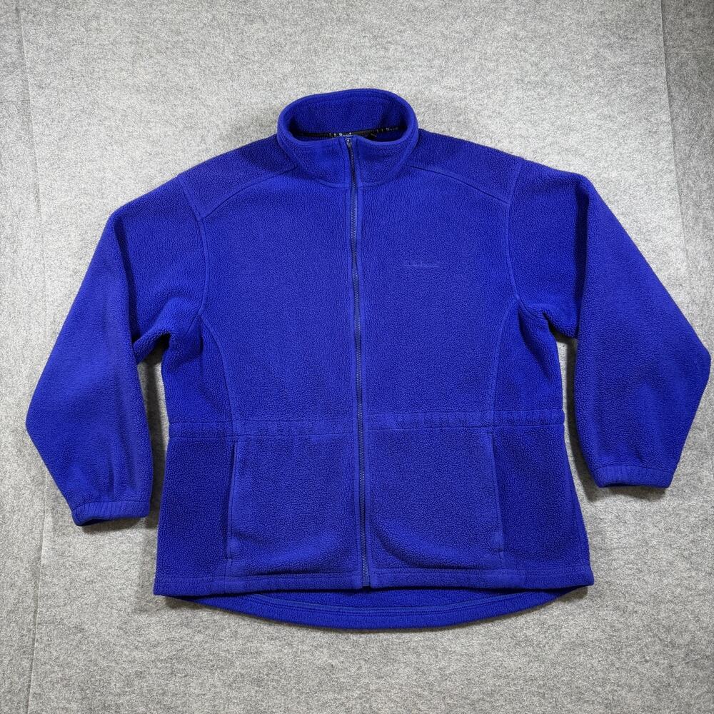 Vintage L.L.Bean Fleece Jacket Womens L Blue Full Zip High Collar Outdoor Hike